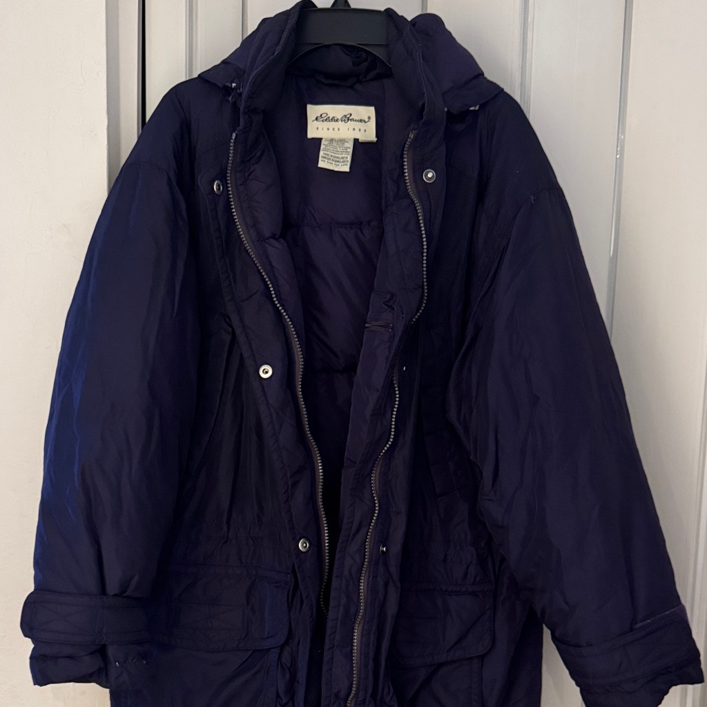 Eddie Bauer Dark Navy Quilted Hooded Parka